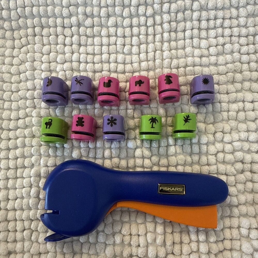Fiskars Teeny Tiny Cassette Punch Set 11 Interchangeable Metal Dies Crafting